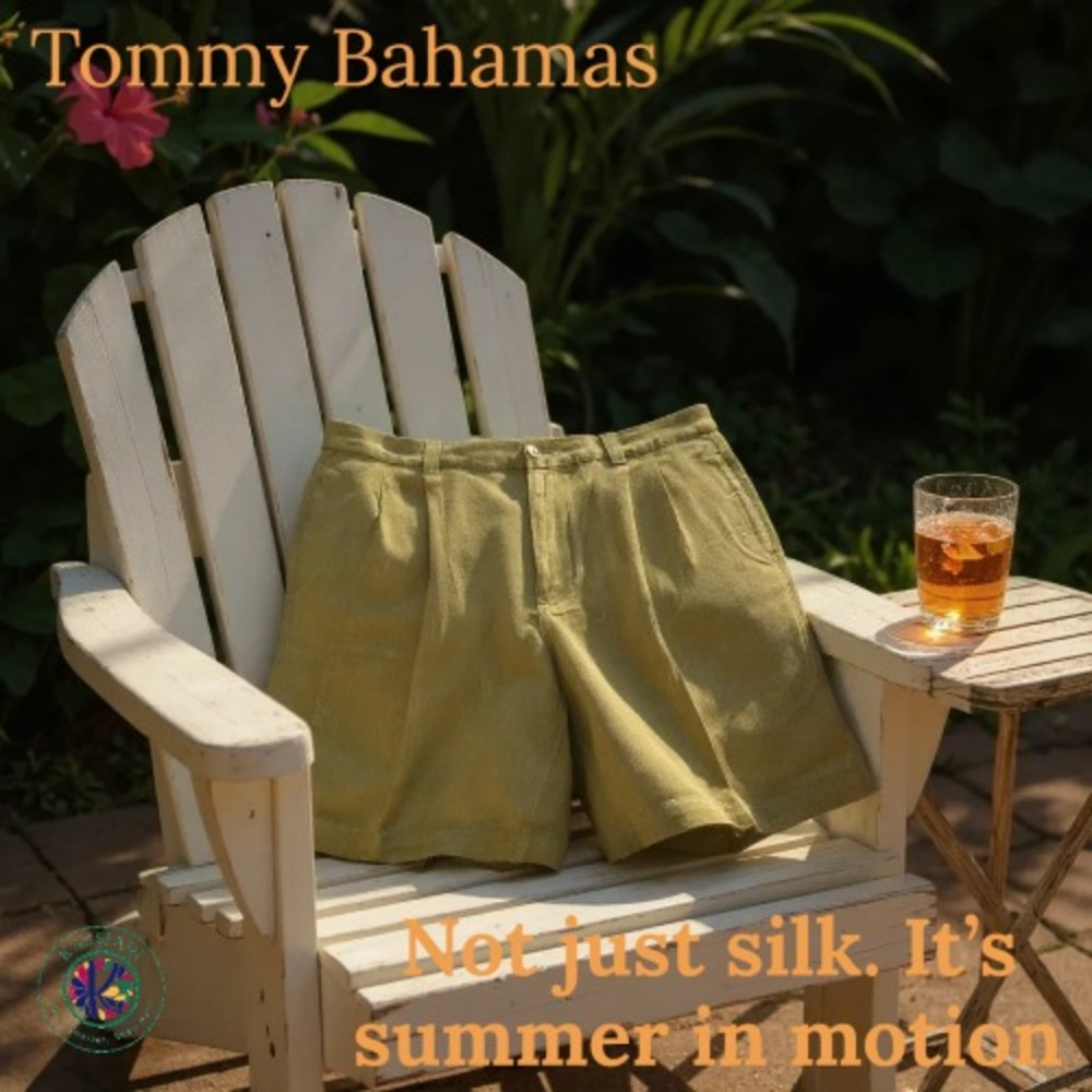 Tommy Bahama Men's 100% Silk Pleated‎ Shorts – Mustard Yellow, Size 33